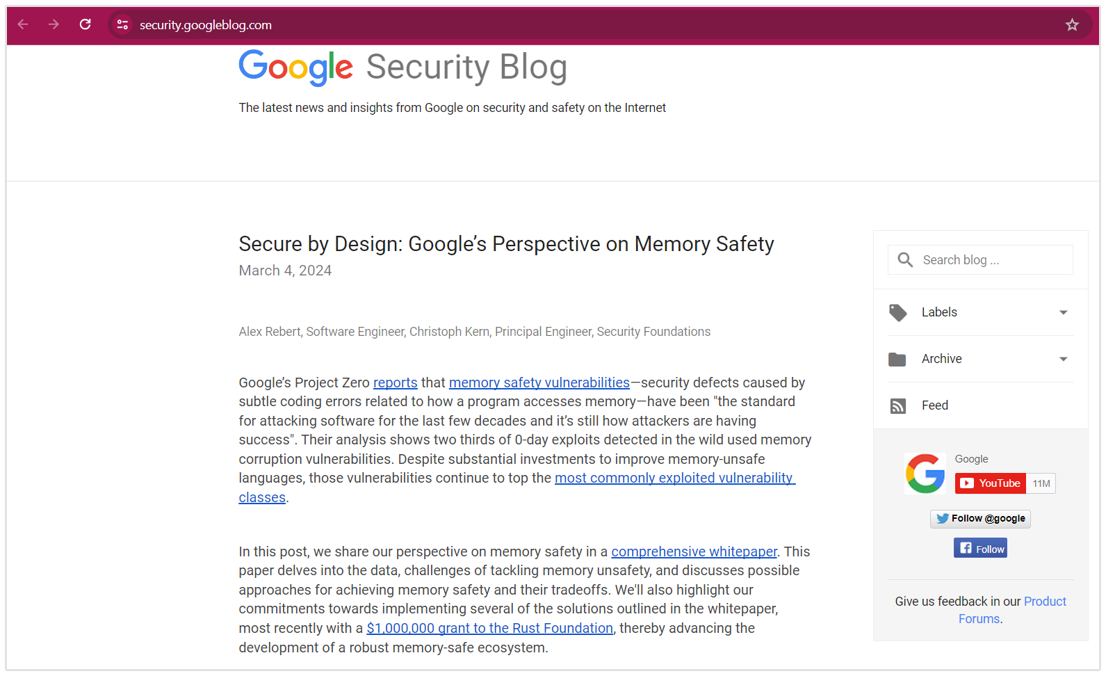 Blog de Segurança do Google